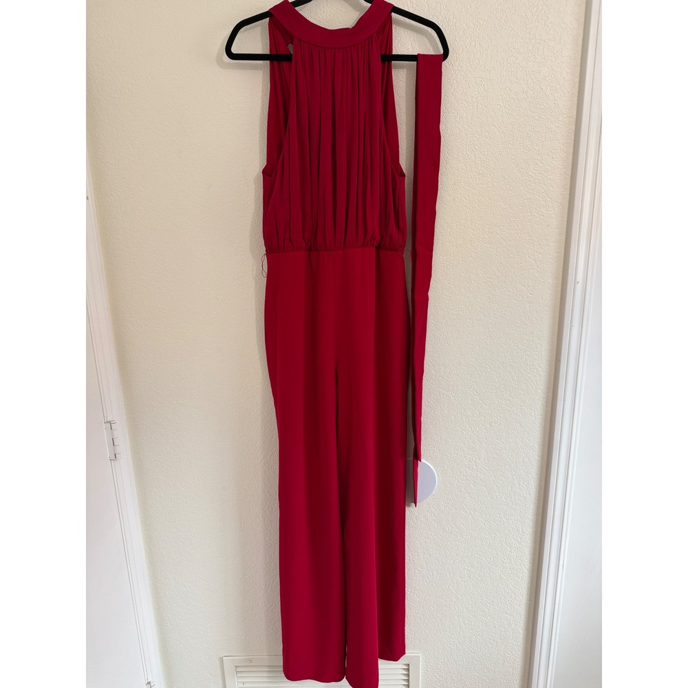 Alice+Olivia Sz 10 Halter Pant Jumpsuit in deep ruby - Picture 3 of 9